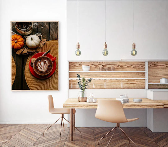Gemälde Herbst Kaffee Kürbisse 80x120