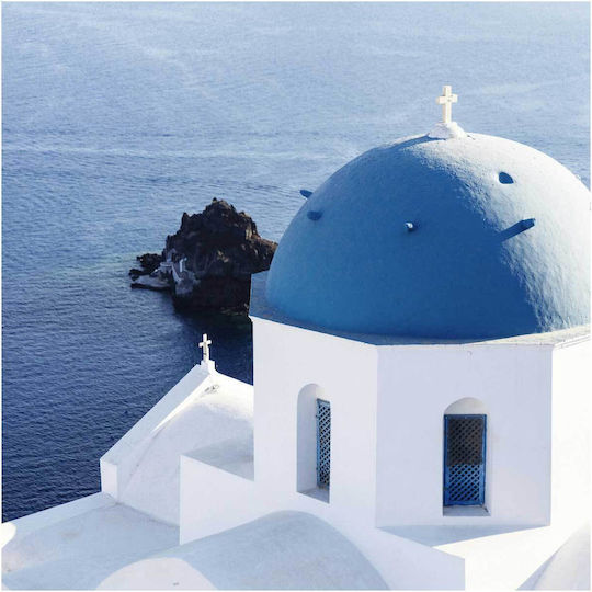 Πίνακας Santorini Church By Sea Εκκλησία Σαντορίνης Δίπλα Στη Θάλασσα 100x100