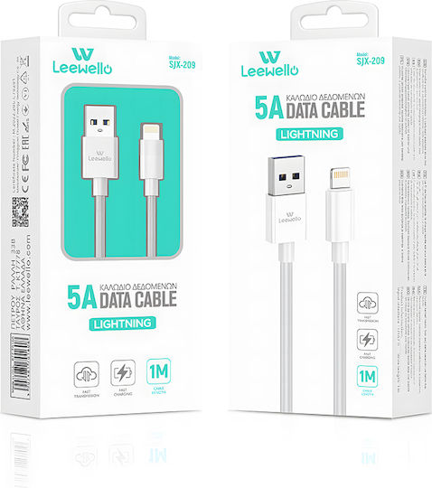 Leewello SJX-209 USB to Lightning Cable Λευκό 1m