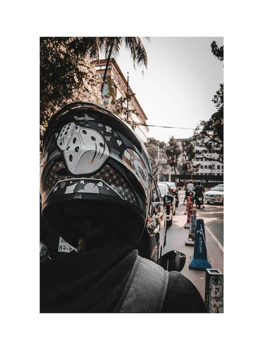 Motorcyclist In Urban Traffic Painting 80x120
