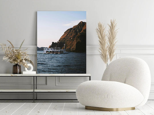 Πίνακας Boat On Sea Near Rocky Mountains Βάρκα Στη Θάλασσα Κοντά Στα Βραχώδη Όρη 60x90