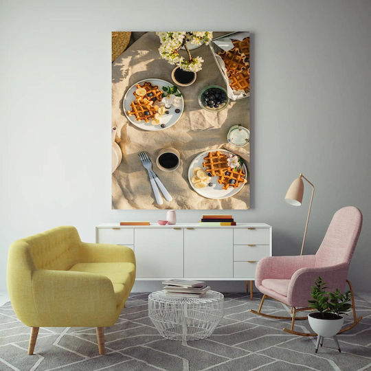Pictură Vafe și Cafea pe o Masă de In cu Dimensiunile 80x120