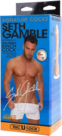 Doc Johnson Signature Cocks Seth Gamble with Removable Vac-U-Lock Ρεαλιστικό Dildo με Όρχεις και Βεντούζα Flesh 20cm