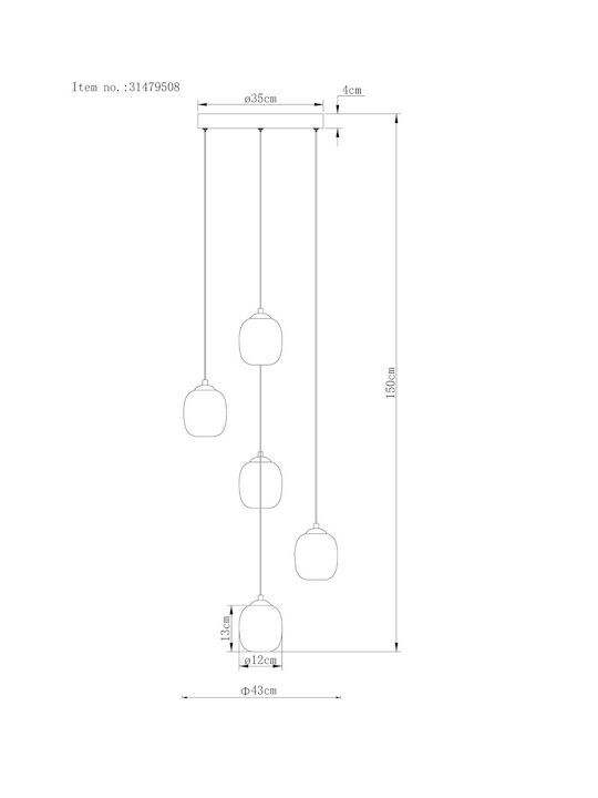 Globo Lighting Κρεμαστό Φωτιστικό Μαύρο