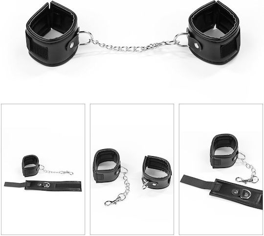 Lovetoy Deluxe Bondage Kit BDSM Kit Blindfold, Cuffs & Whip in Black Color 3pcs