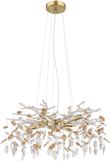 Globo Lighting Ceiling Light Transparent with Crystals for 8 G9 Bulbs