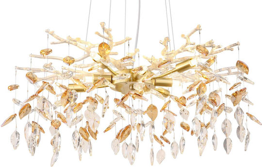 Globo Lighting Ceiling Light Transparent with Crystals for 8 G9 Bulbs