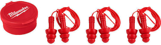 Milwaukee Silicone Earplugs with Safety Cord in Red Colour 4932471904 3 Pieces