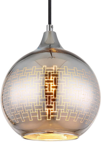 Globo Lighting Κρεμαστό Φωτιστικό Ασημί Μπάλα με Ντουί E27 25x25εκ.