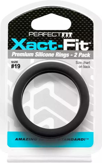 Perfect Fit Brand Xact-Fit Cock Ring Cock Silicon Negru 2buc