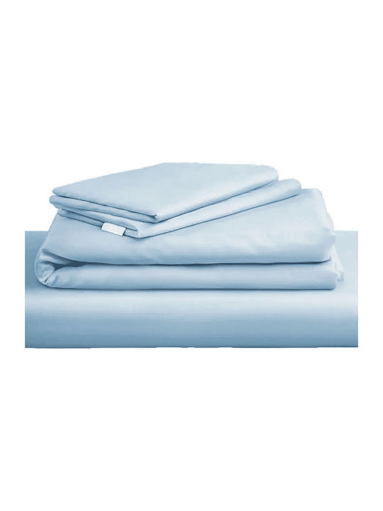 Ariete Sheet Sets King Size with Elastic 240x270cm. Baby Blue/Light Blue/Marine Blue 4pcs