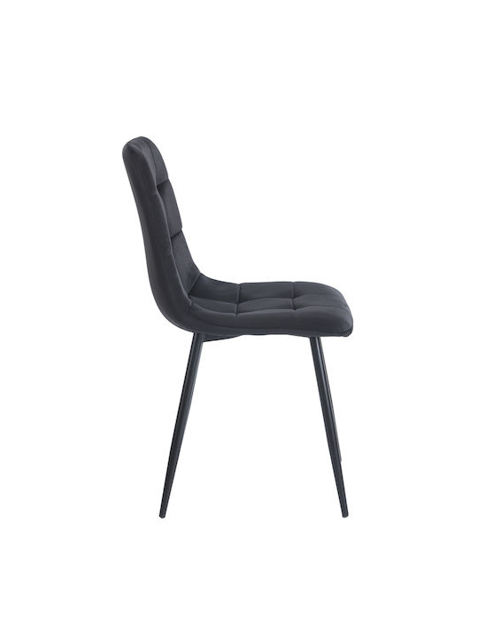 Oscar Scaune Sala de mese Catifelate Negre 1buc 46x56x87buc