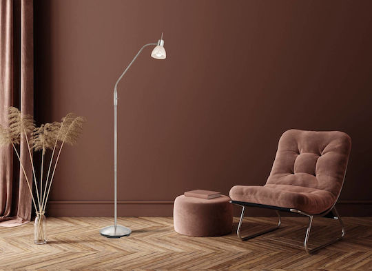 Globo Lighting Floor Lamp Height 150cm with Lamp Bulb Base E14 Silver