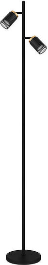 Globo Lighting Floor Lamp H158xW27.5cm. with Socket for Bulb GU10 Black