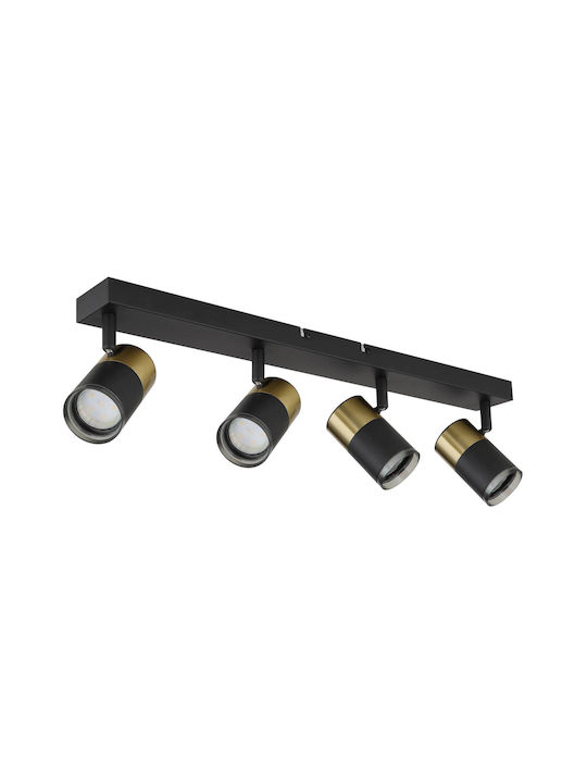 Globo Lighting Σποτ με 4 Φώτα σε Μαύρο Χρώμα