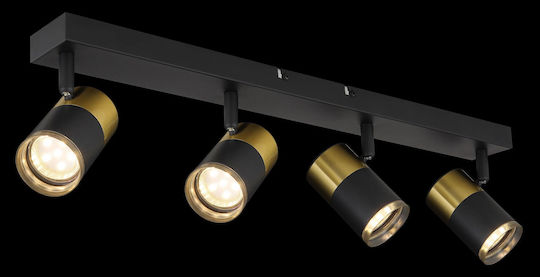 Globo Lighting Spot With 4 Lights And GU10 Lamp Adapter In Black Colour