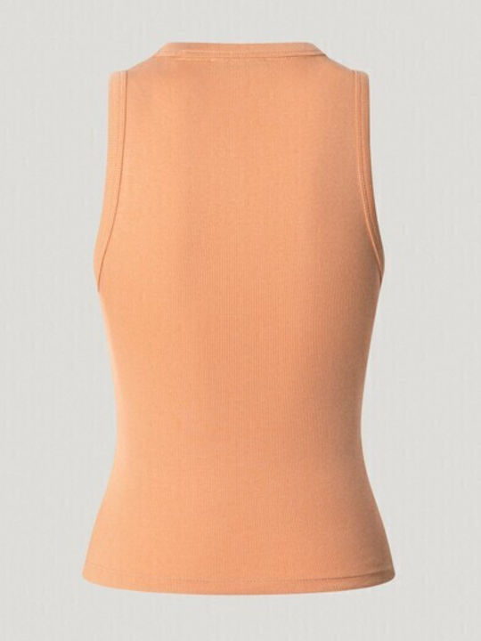 Viv Rib Top Γυναικεία Καλοκαιρινή Μπλούζα Βαμβακερή Αμάνικη Washed Orange, Πορτοκαλι