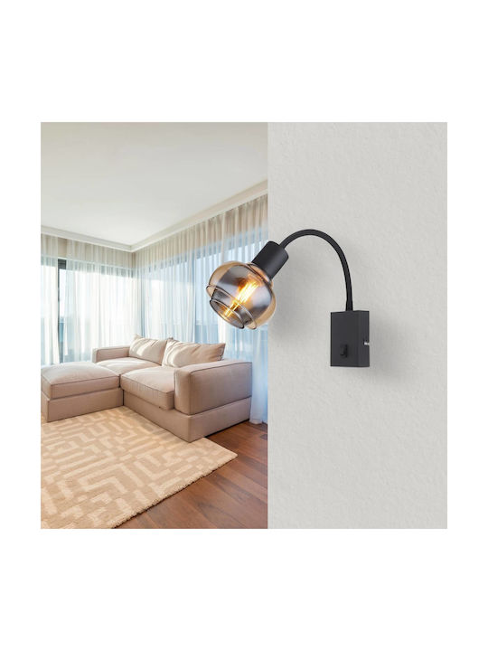 Globo Lighting Φωτιστικό Τοίχου με Ντουί E14 και Διακόπτη Μαύρο 10.5x46.5εκ.