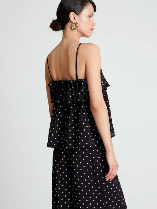 Women's Blouse with Straps Black