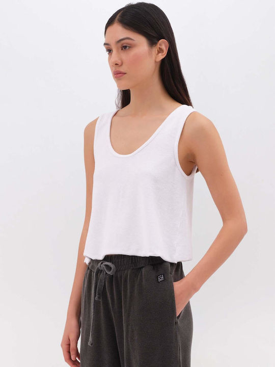 Women's Blouse Cotton Sleeveless White