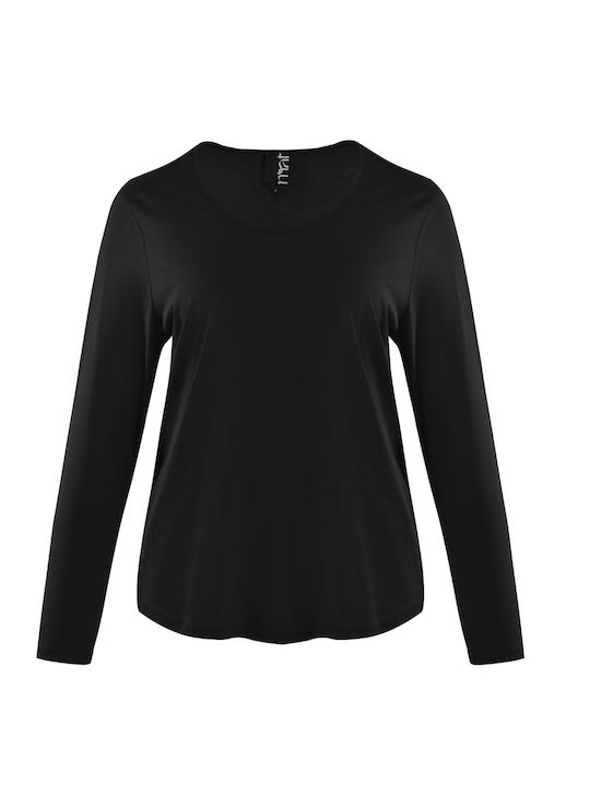 Basic Women's Blouse Cotton Long Sleeve Black