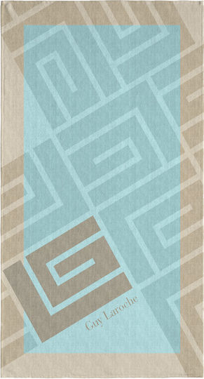 Guy Laroche Velour Printed Light Blue Beach Towel 175x100cm