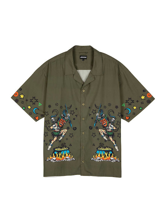 Short-sleeved Cotton Shirt Uniform Green, Olive