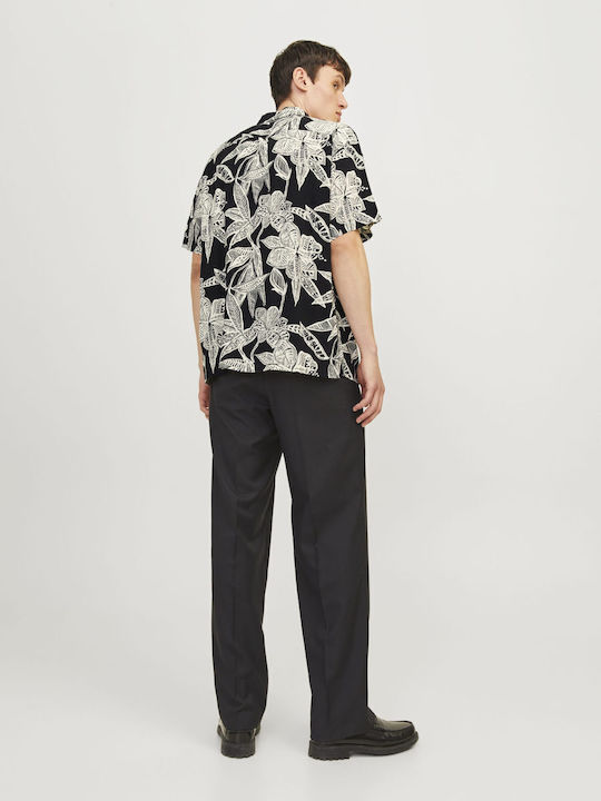 Short-sleeved Shirt in Wide Line Black
