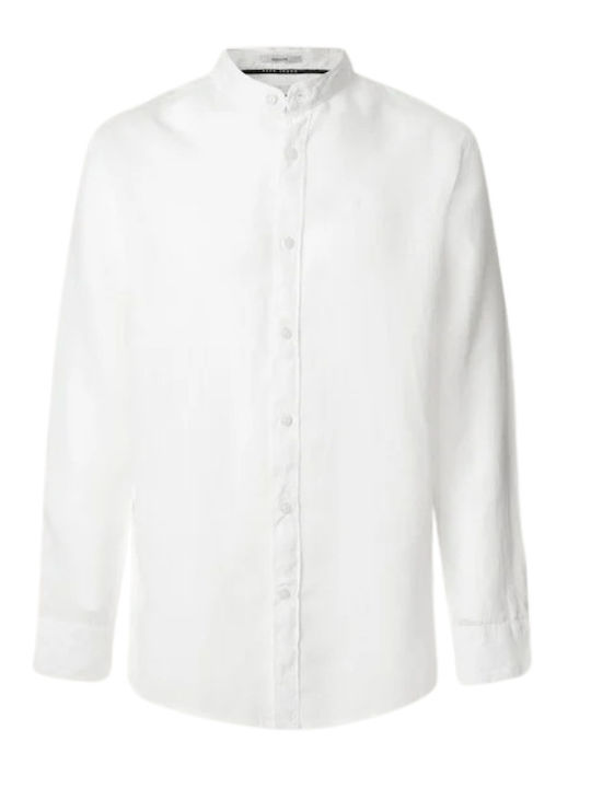 Langärmlig Leinen Hemd White