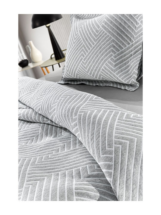 Guy Laroche Lupo Pique Double Blanket 245x260cm Grey White