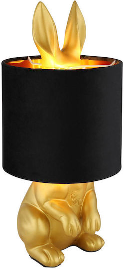 Globo Lighting Plastic Table Lamp for E27 Socket with Black Shade and Gold Base