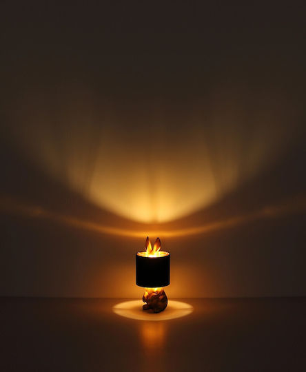 Globo Lighting Plastic Table Lamp for E27 Socket with Black Shade and Gold Base