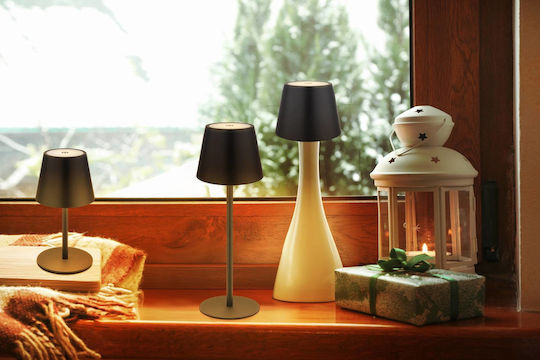 Globo Lighting Metal Table Lamp LED with Black Shade and Base