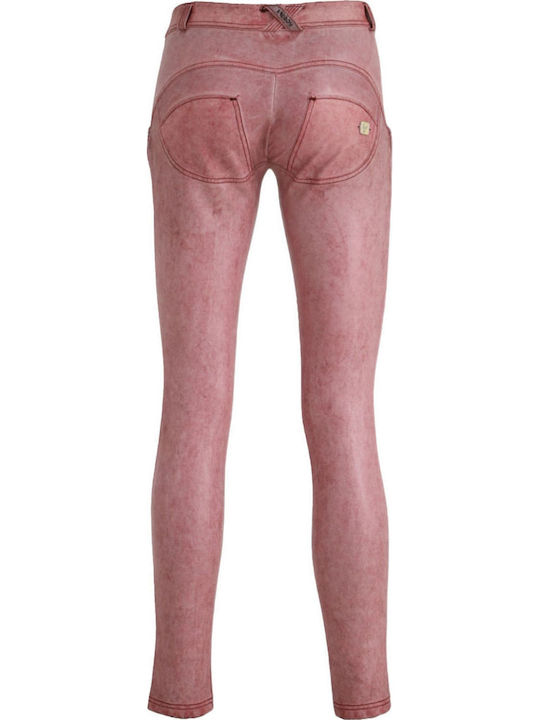 Lungo Damen Stoff Hose Push-up in Enger Passform Rosa