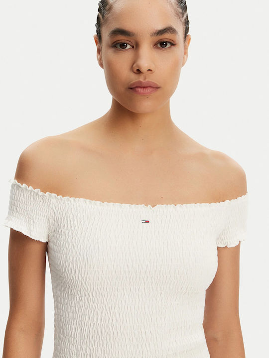 Summer Mini Evening Dress Ecru