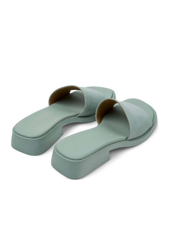 Dana Leather Mules With Low Heel In Green Colour