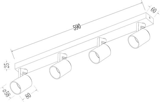 Eko Light Spot with 4 Lights and with Socket GU10 in White Color