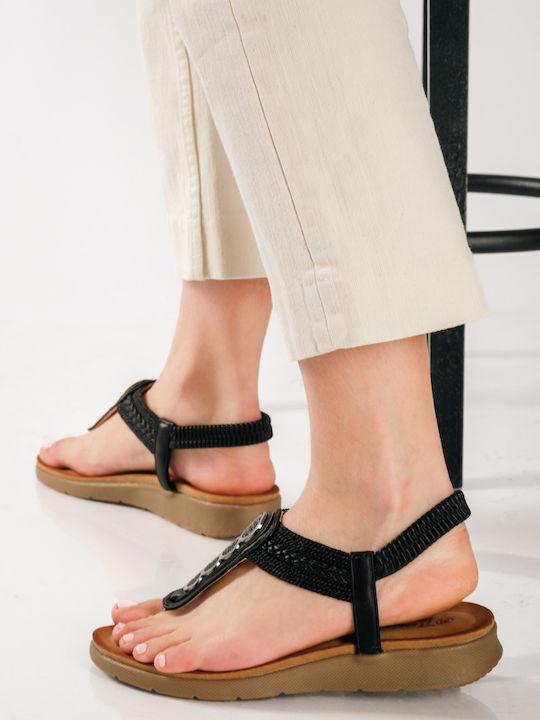 Flache Sandalen für Damen in Schwarz Farbe