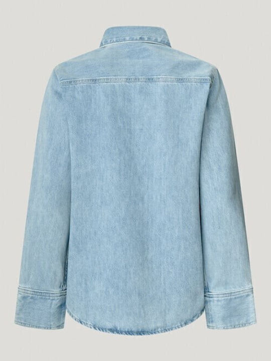 Belle Stud Μακρυμάνικο Γυναικείο Τζιν Πουκάμισο Denim
