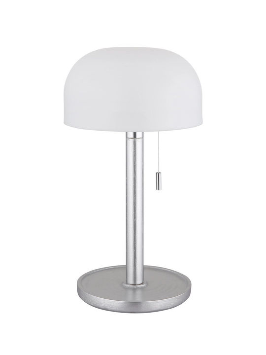 Globo Lighting Πορτατίφ με Λευκό Καπέλο και Ασημί Βάση