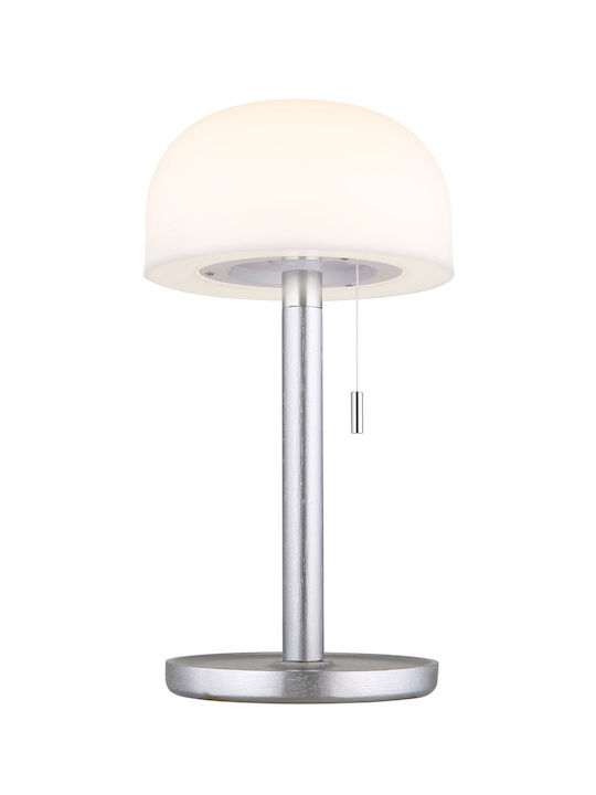Globo Lighting Πορτατίφ με Λευκό Καπέλο και Ασημί Βάση