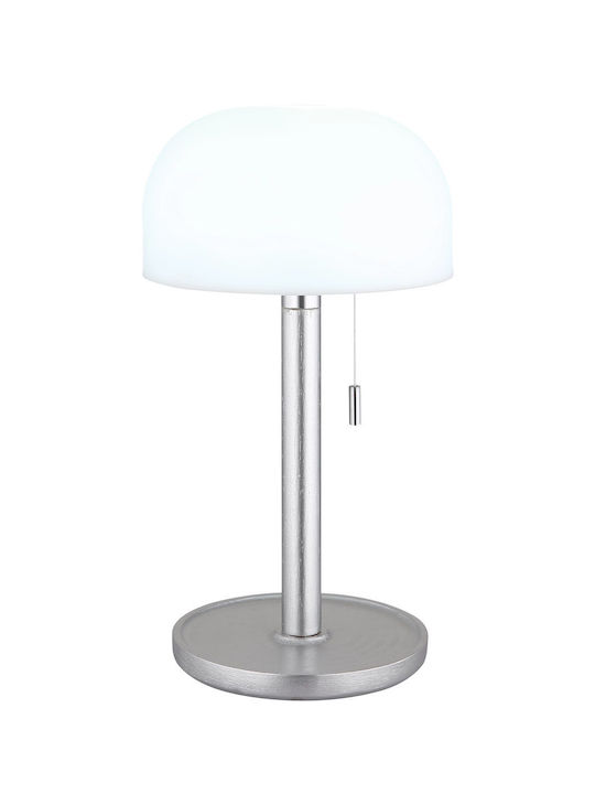 Globo Lighting Πορτατίφ με Λευκό Καπέλο και Ασημί Βάση