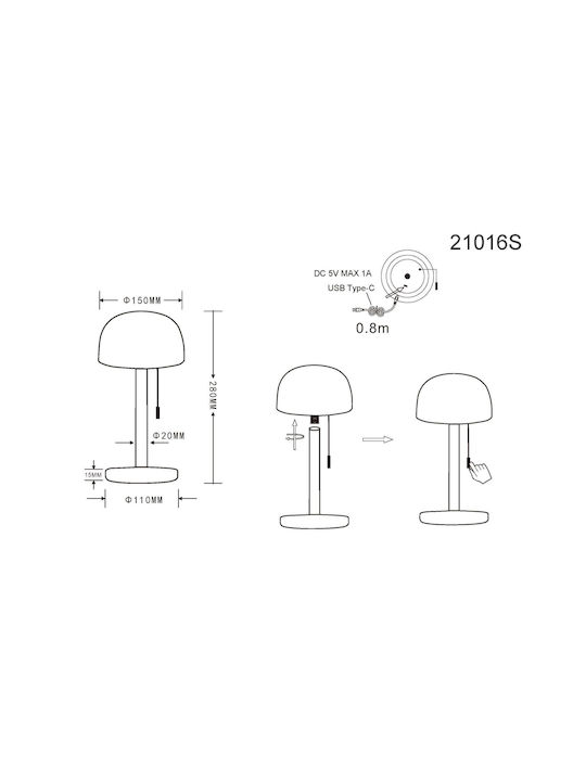 Globo Lighting Настолна лампа с Бял Абажур и Черен Основа