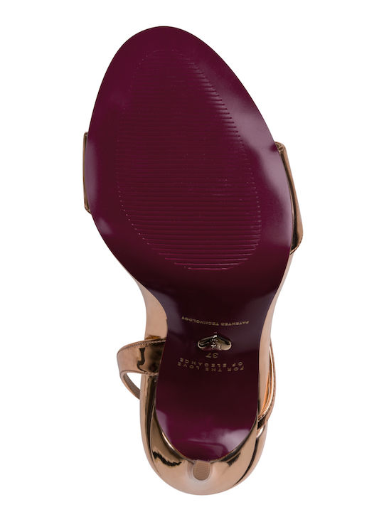 Leder Damen Sandalen Rosa Gold