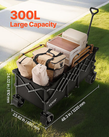 Foldable Garden Cart Metallic Four-wheel 300lt