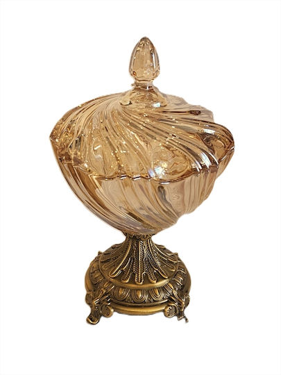 La Belle Maison Vintage Φοντανιέρα Γυάλινη με Καπάκι και Πόδι 18x18x30cm Χρυσή