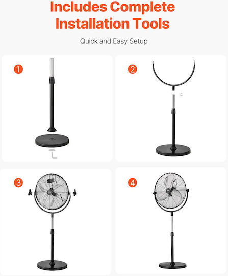 Vevor GYLSFS18INCH5M9B4V2 Industrieller Standventilator mit einem Durchmesser von 45.72cm