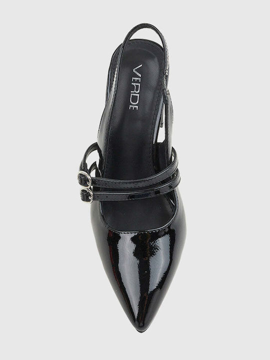Patent Leather Black Medium Heels