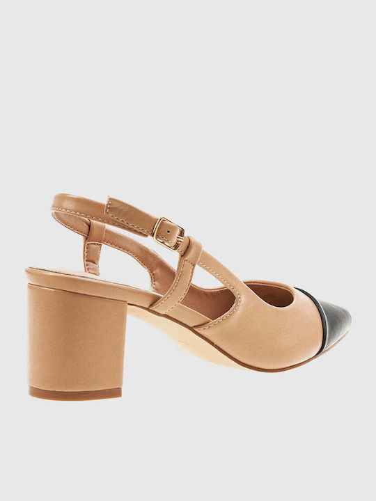 Pumps mit Chunky mittelhohem Absatz Beige
