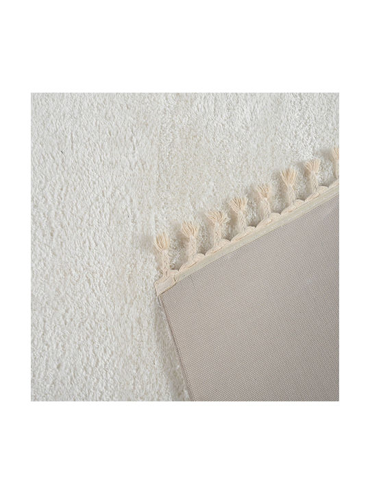 Polcarpet Silky Shaggy Shaggy Bedroom Rugs Set White 9999991306622 3pcs